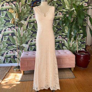 Nicole Miller Light Pink Lace Cordelia Gown Size 4